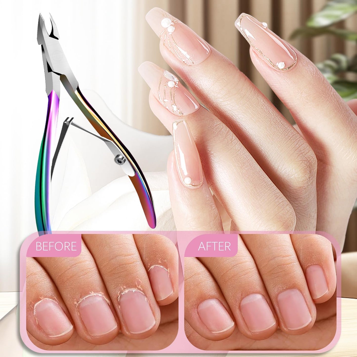 Cuticle Trimmer Stainless Steel Cuticle Nippers Clipper Extremely Sharp Nail Cuticle Remover Tools Cuticle Cutter Manicure Tools for Fingernails and Toenails Dead Skin 5mm