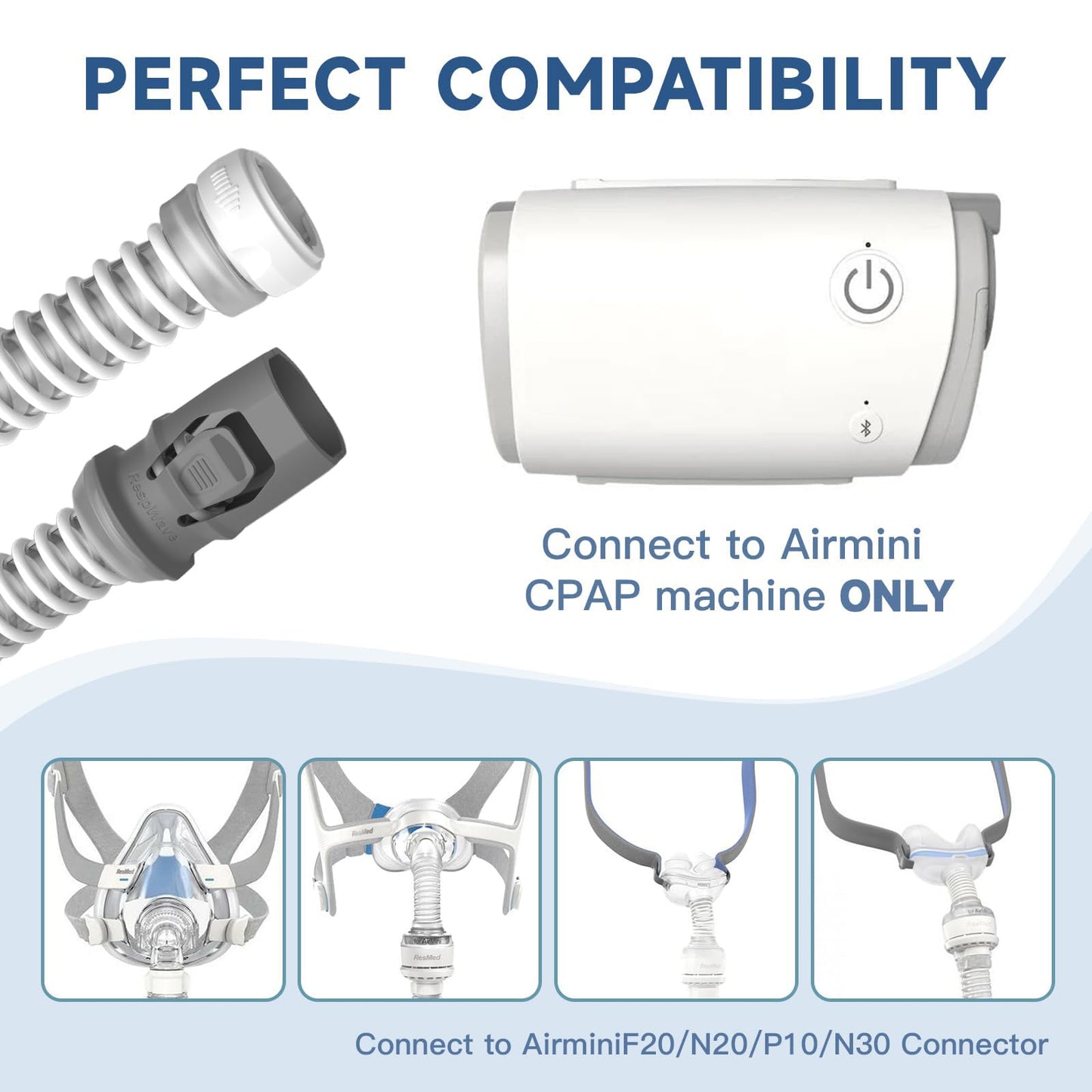 Replacement CPAP Tubing for ResMed AirMini Tube & 10-Pack Airmini Supplies Filters Combo, as Flexible as OEM | Compatible with ResMed Airmini CPAP Machine & P10 Nasal Pillows & N20 & N30 Nasal Masks
