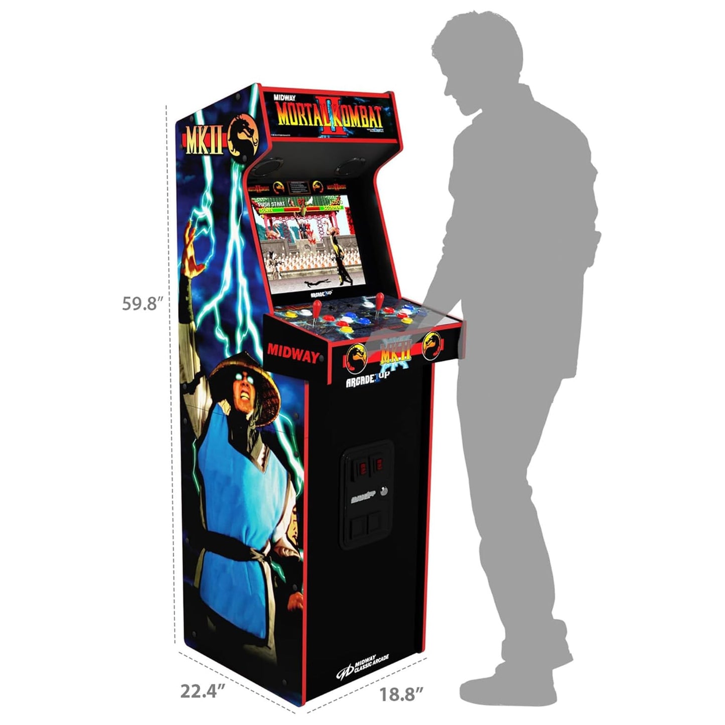 Arcade1Up Mortal Kombat II Deluxe Arcade Machine for Home - 5 Feet Tall - 14 Classic Games