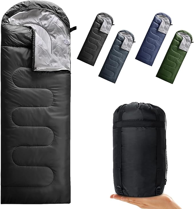 Petgin Camping Sleeping Bag 3 Seasons Warm & Cool Weather, Lightweight, Waterproof, Portable Backpacking for Adults & Kids...