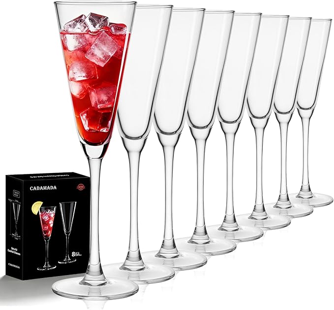 Cadamada 4oz Martini Glasses Set of 8, Crystal Cocktail Glasses, Long stem Sparkling Wine glasses for Party, Restaurant, B...