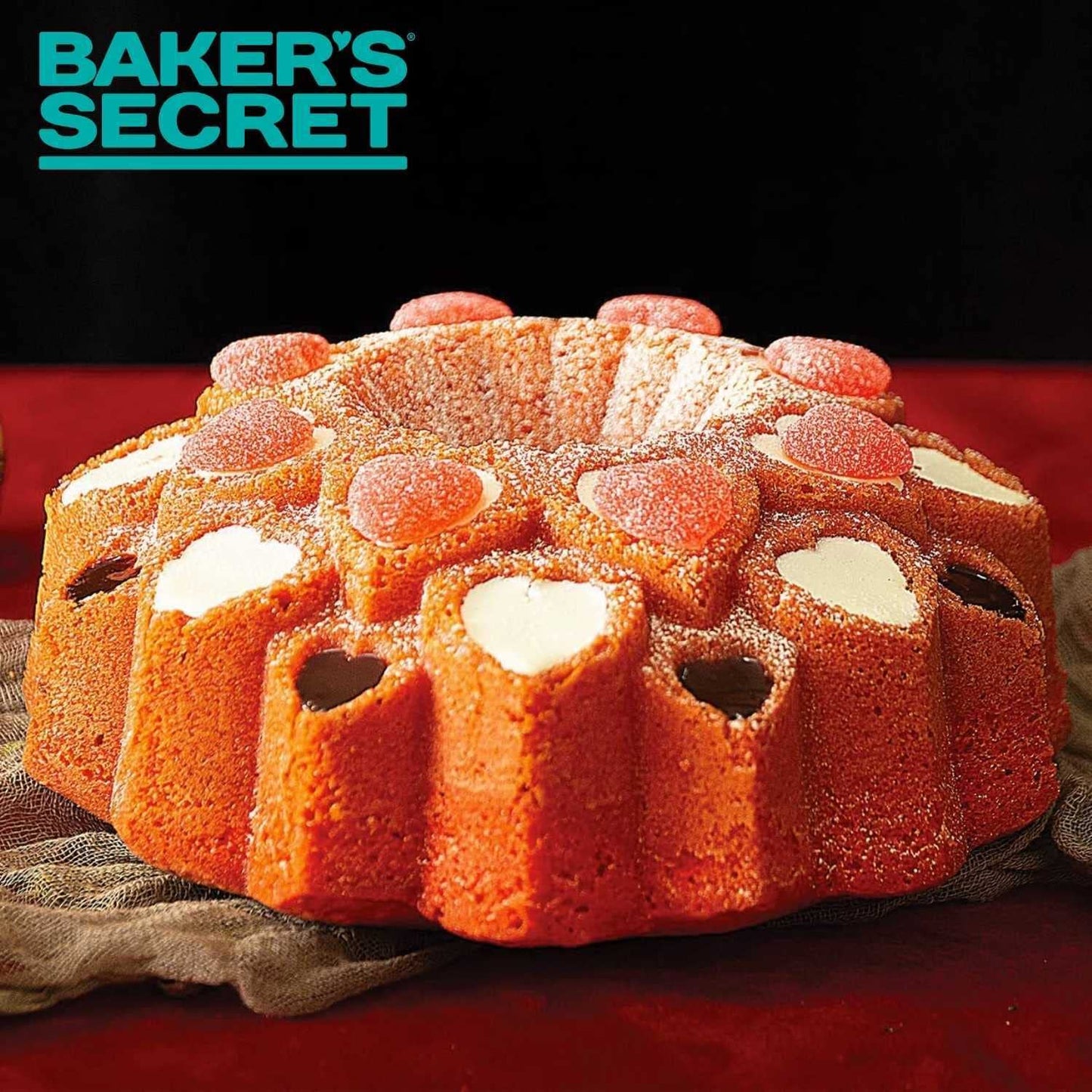 Baker's Secret Nonstick Fluted Cake Pan, Perfect for Fluted Cakes, Die Cast Aluminum Cake Pans, 2 Layers Non-stick Coating For Easy Release, Fluted Cake Pans - (Amour)