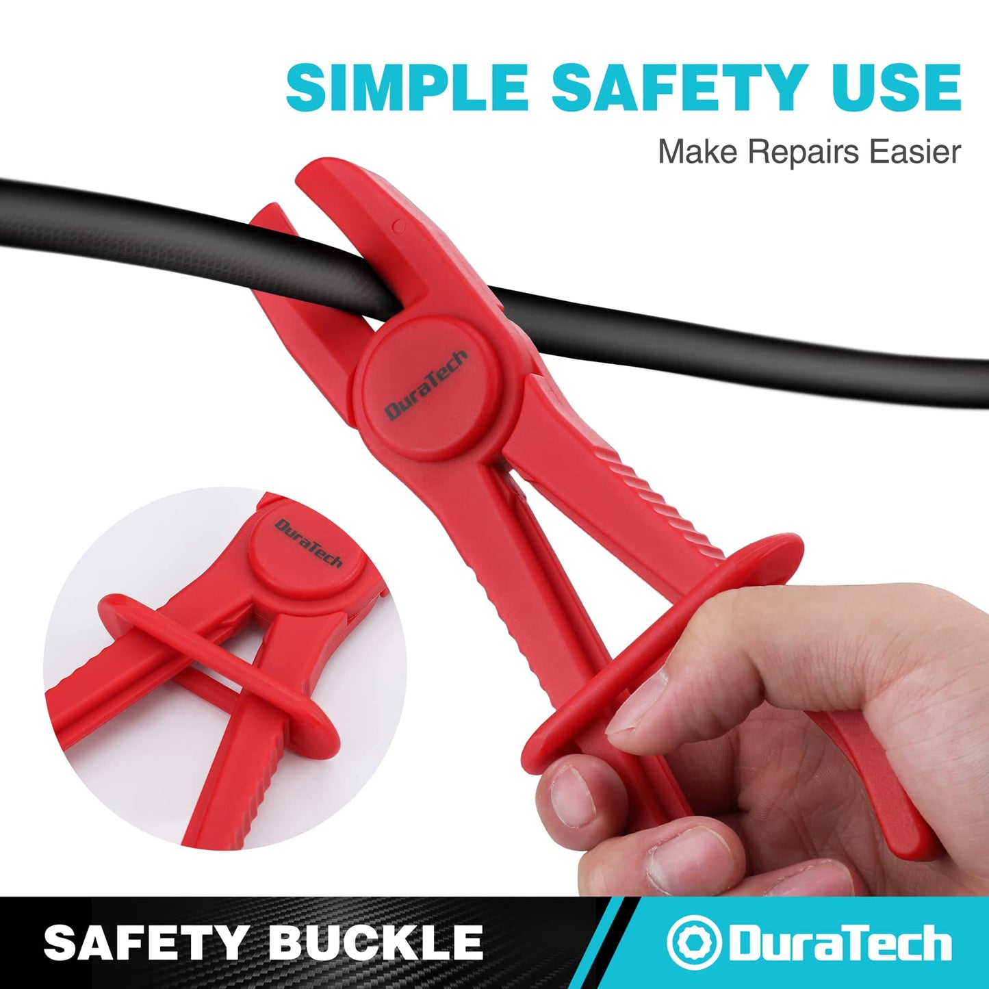 DURATECH 6-Piece Hose Clamp Set, Pinch Clamp Pliers for Flexible Hoses, Fuel, Gas, Brake & Radiator Lines