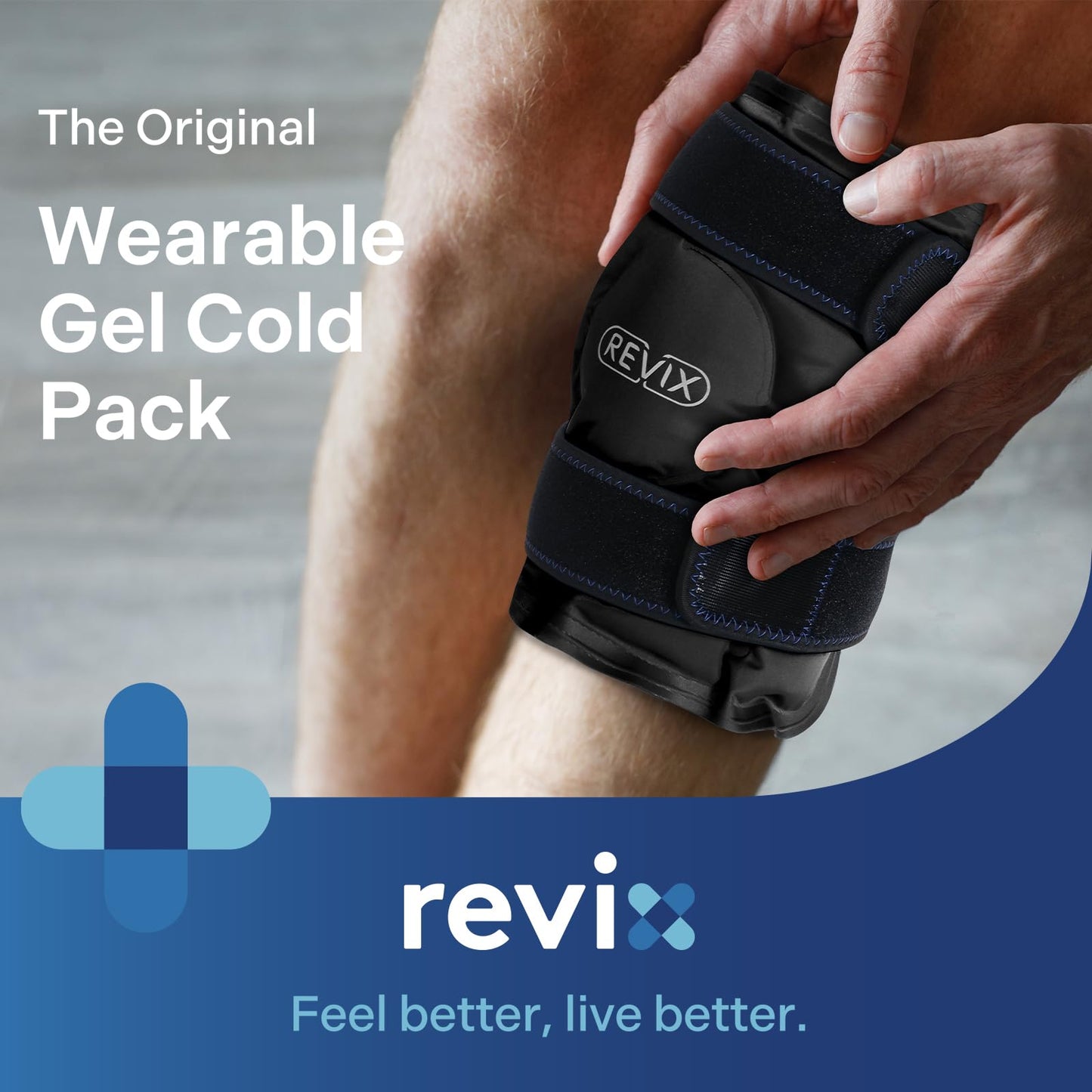 REVIX Ice Wrap for Knee Discomfort, Reusable Knee Ice Pack Wrap with Cold Compress Therapy for Muscle Ache, Promotes Post-Workout Recovery, Soft Plush Lining, Black