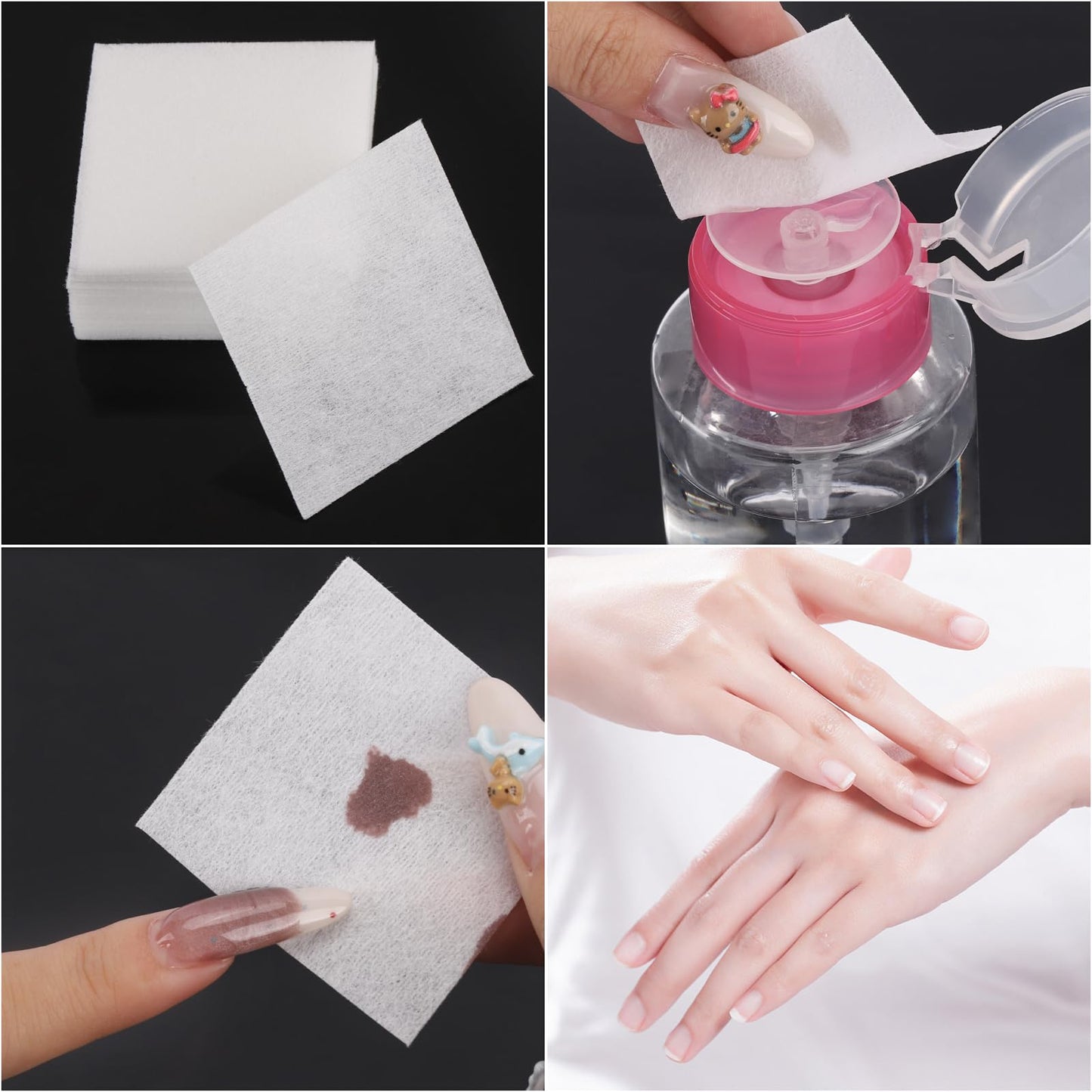 BTYMS 650 Pcs Lint Free Nail Wipes, 2 x 2 Nail Polish Removers Cotton Pads