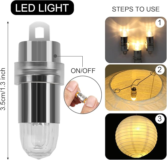 30x Battery Operated LED Party Lights Seasonal Lighting for Balloons Paper Lanterns, Waterproof - Warm White