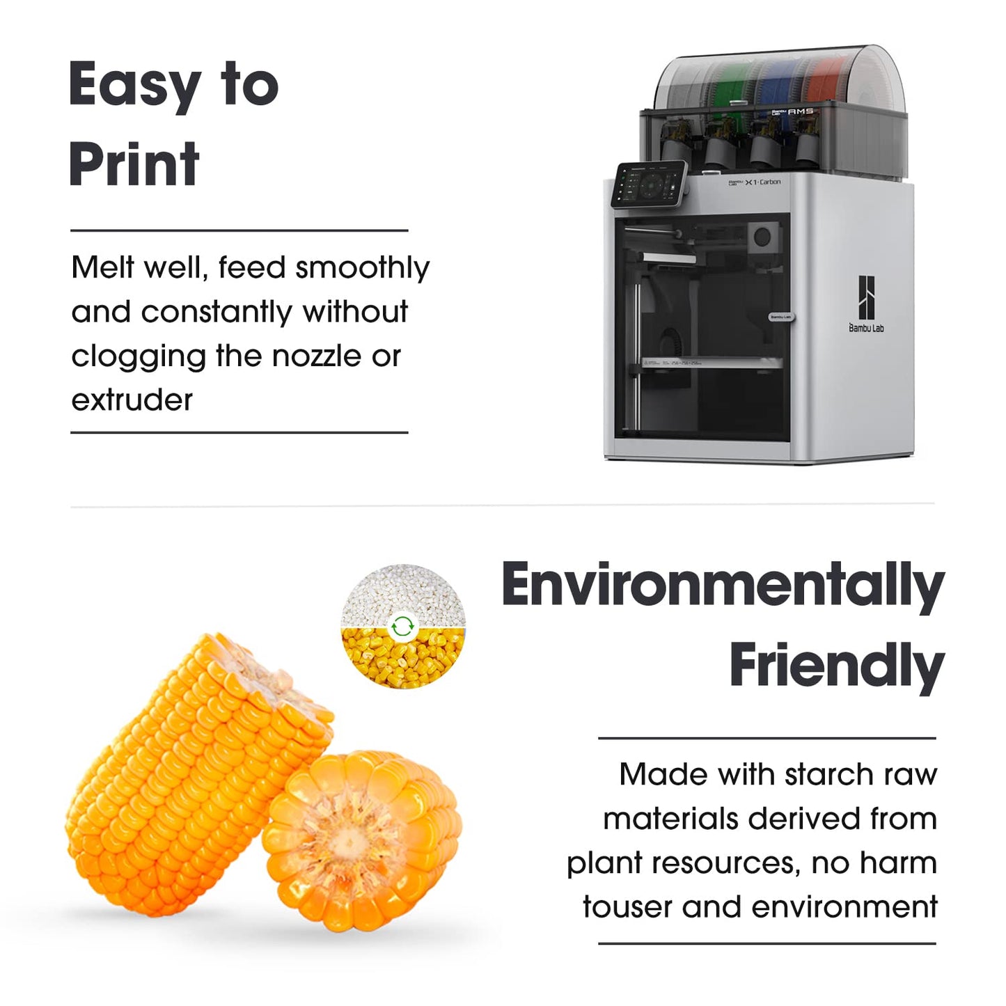 eSUN PLA+ Filament 1.75mm, 3D Printer Filament PLA Plus, Dimensional Accuracy +/- 0.03mm, 1KG per Spool, 2 Spools 3D Printing Filament, Bone White
