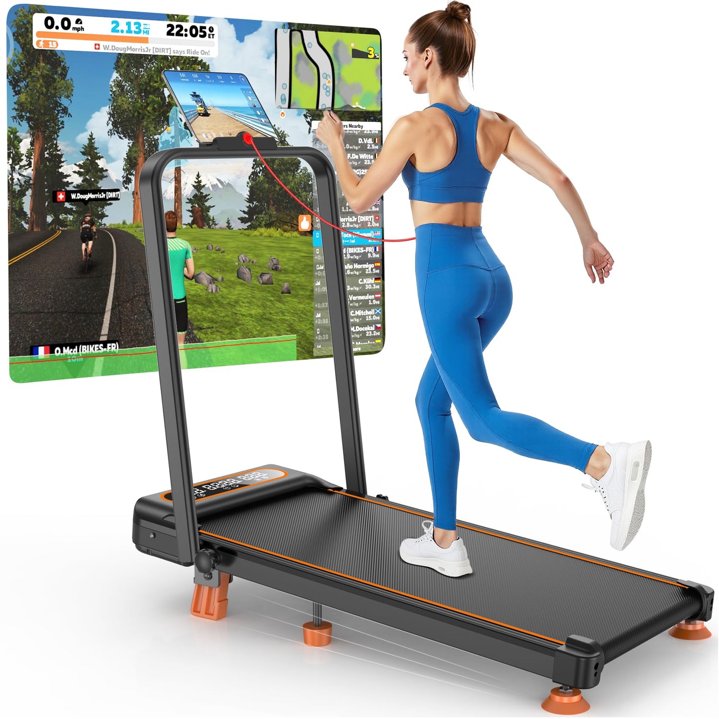 2025 Upgrade Walking Pad Treadmill with 8% Incline & Handle Bar, 3.5HP Portable Treadmill for Home Small, Under Desk Compact Walking Pad 300+lb Capacity, Shock Absorption, 0.6-6mph, Remote, Smart App