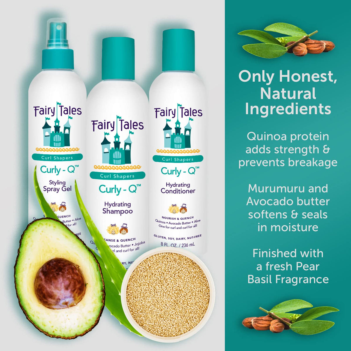 Fairy Tales Curly Q Shampoo & Conditioner Kit for Curly Hair - Hydrates, Detangles, Defines Curls, Tames Frizz -free from Phthal