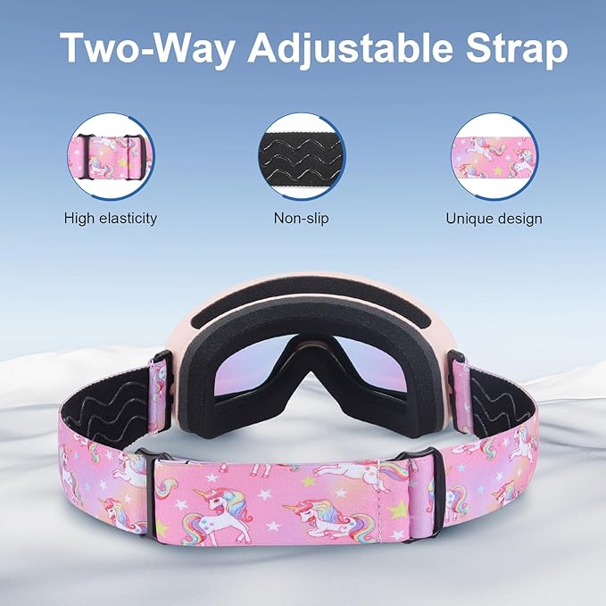 OTG Kids Ski Goggles Kids Snowboard Goggles for Boys Girls Toddler Youth Kid Snow Goggles Anti-Fog UV400 Protection