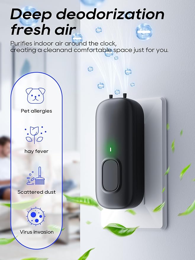 Plug In Negative Ion Air Purifiers Quiet Air Freshener for Bedroom Office Basement - Portable Mini Air Cleaner Odor, Dust, Pet Smell (black 3pcs)