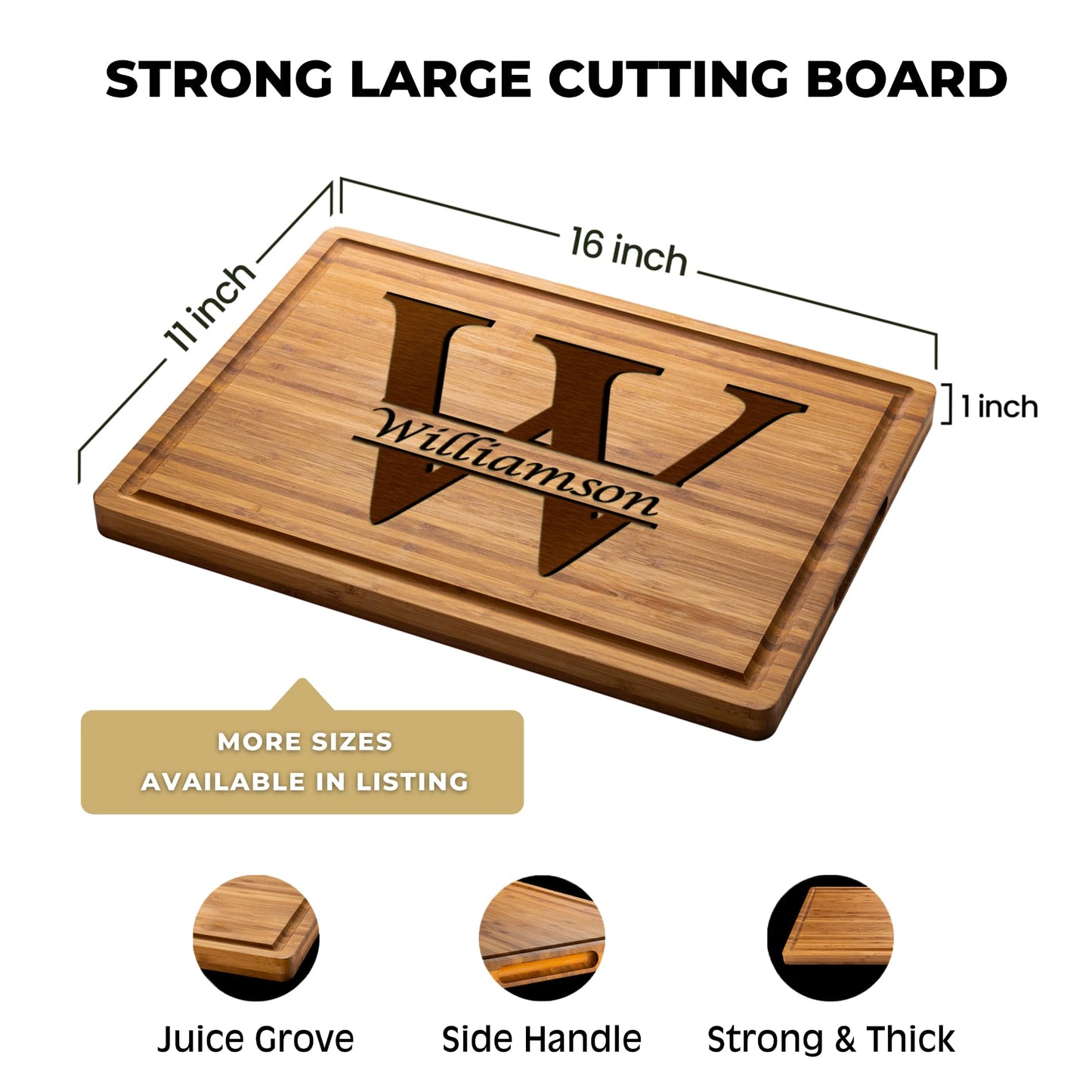 Personalized Cutting Board - Elegant Last Name Monogram - Perfect Wedding Registry Gifts - Engraved Wooden Housewarming Gifts for Men - Unique Decorative Keepsake