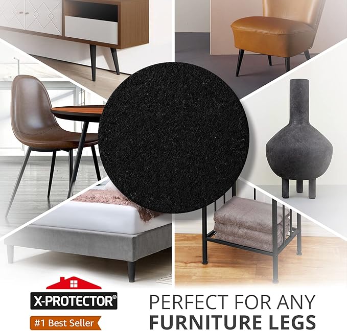 Felt Furniture Pads X-PROTECTOR 8 PCS - Premium 6” x 4 3/8” Heavy Duty Black Felt Sheets! Cut Large Furniture Pads to The Size You Need - The Best Felt Floor Protectors for Any Hard Floor!