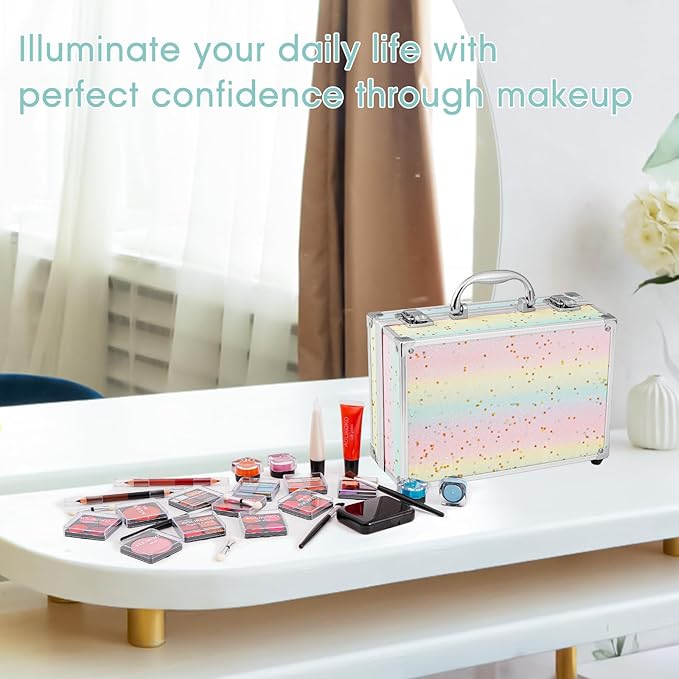 Makeup Kit for Teenager & Women Full Kit, All in One Makeup Set With The Small Cosmetic Train Case, Professional Makeup Kit, Makeup Gift Set for Women Girls (Set A)