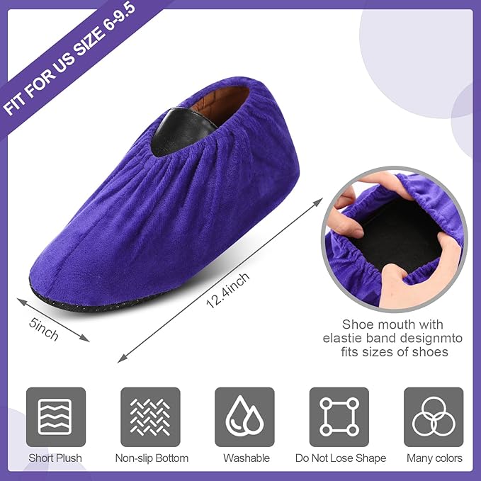 JaGely 11 Pairs Reusable Non Slip Cloth Shoe Covers Washable Thickened Boot Shoe Covers for Indoors and Households(Purple)