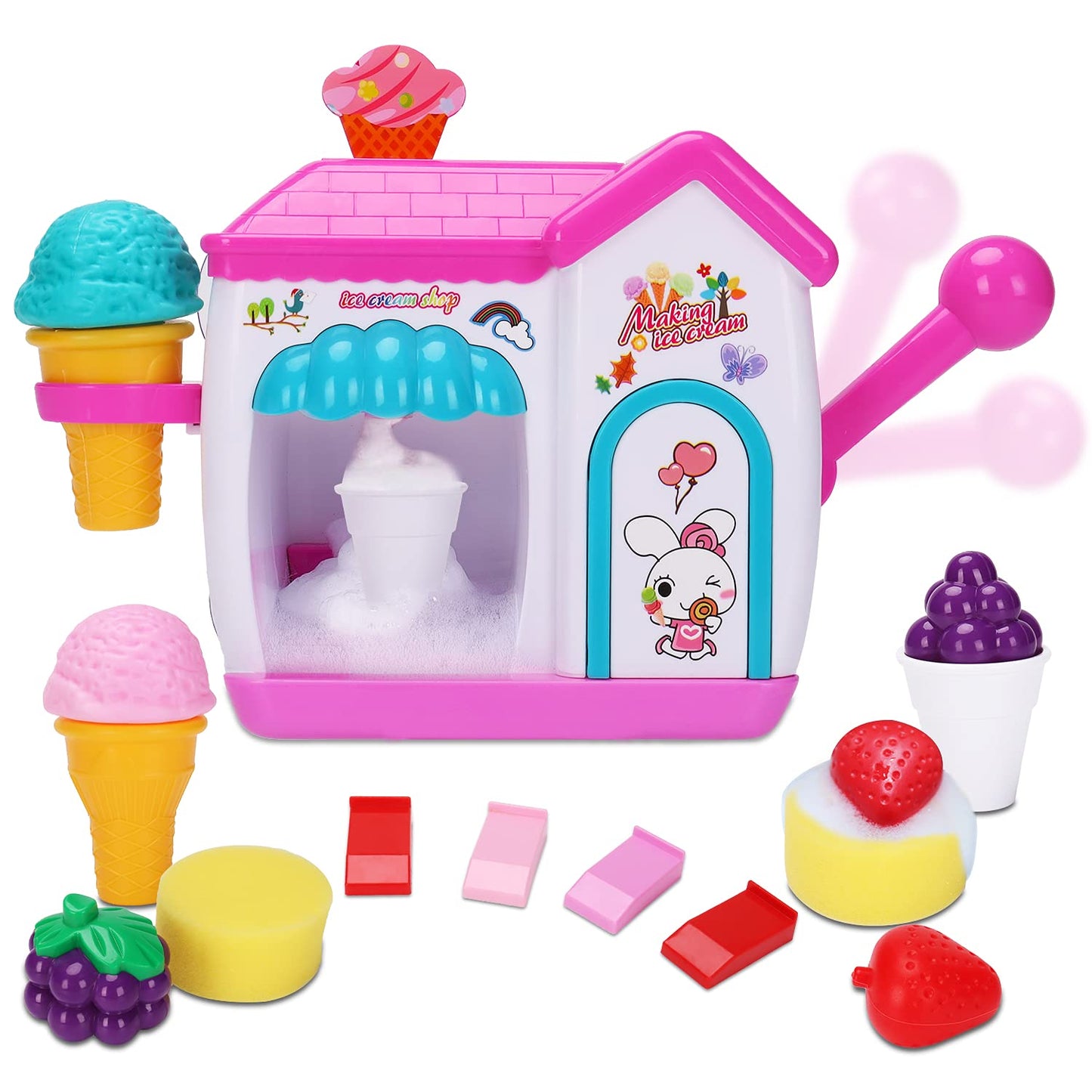 AugToy Bath Toys for Toddlers 3-5 Years, Ice Cream Foam Maker Bath Toys for Kids Ages 4-8, Bubble Pretend Cake Play Set Bathtub Toys Age 3 4 5 Year Old Girls Boys Holiday Birthday Gifts Idea
