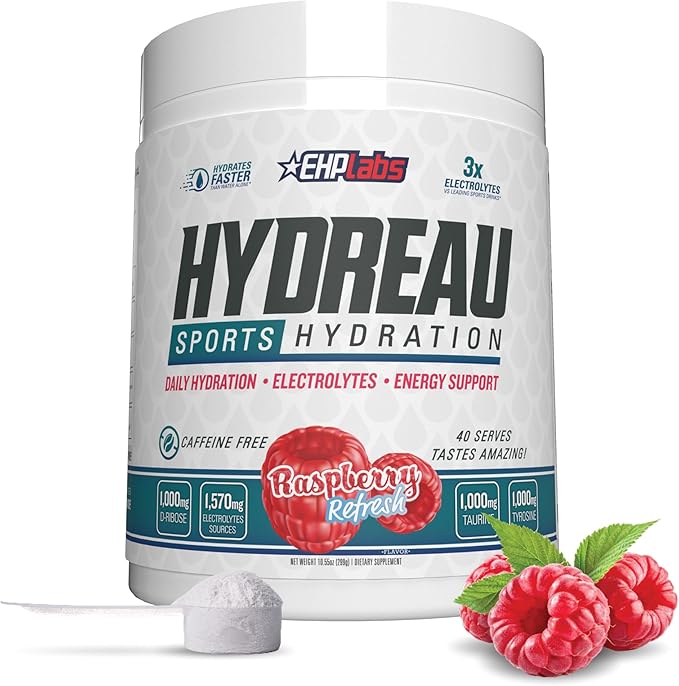 EHP Labs Hydreau Electrolytes Powder No Sugar - Hydration Powder for Endurance & Energy - Electrolyte Powder for Men & Wom...