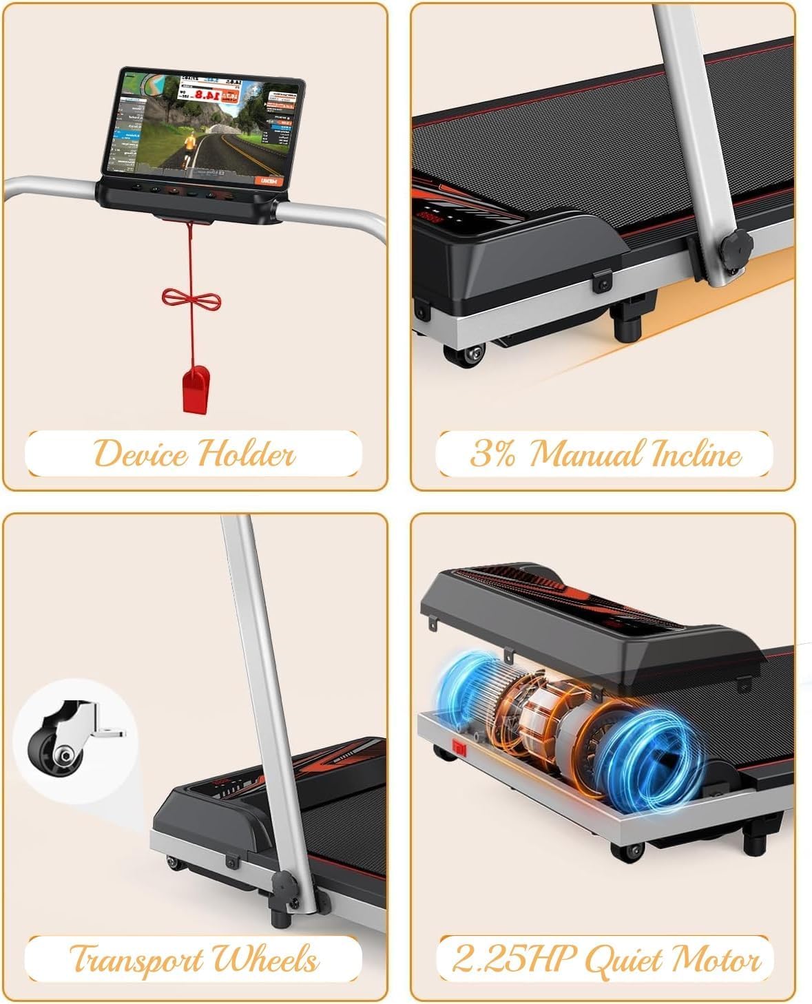RIVANO Walking Pad Treadmill, 2 in 1 Folding Walking Pad with Incline, Portable Under Desk Treadmill for Home Office Use, Wide Walking Pad with Remote Control, Smart App, Workout Equipment Screen