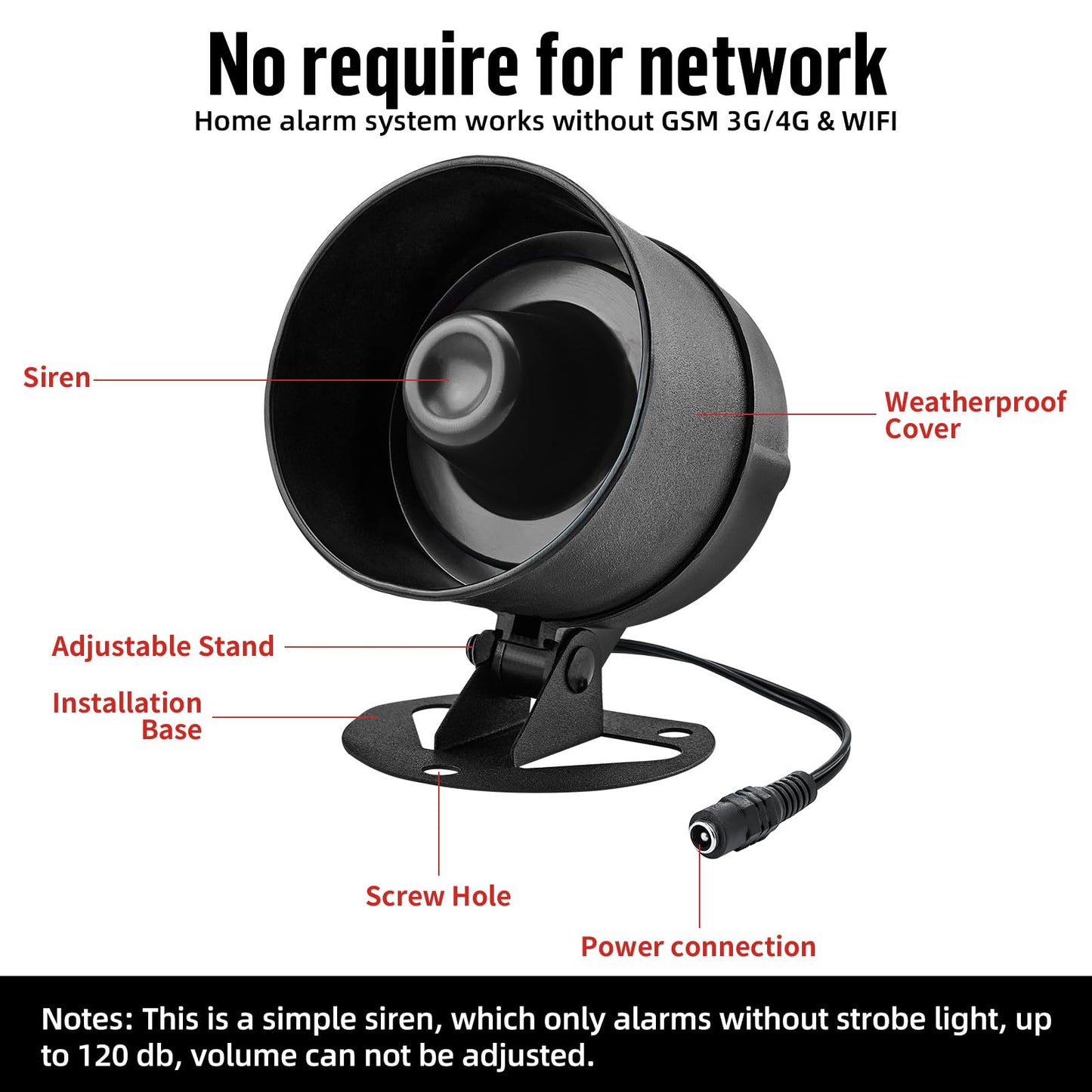 Kerui Indoor/Outdoor Security Alarm System Kit,Wireless Weatherproof Siren Horn With Remote Control And Door Contact Sensor Burg