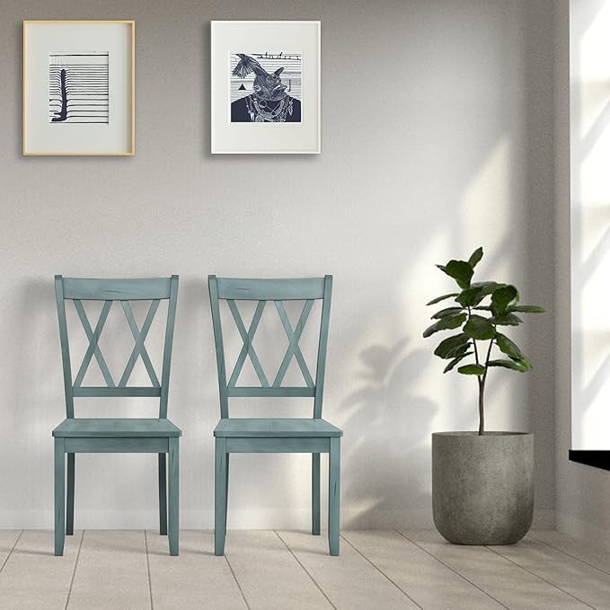 Giantex Set of 4 Dining Chairs, Rubber Wood Dining Room Chair, Farmhouse Dining Side Chairs, Max Load 400 Lbs, Wooden Kitchen Chairs for Home Kitchen, Dining Room