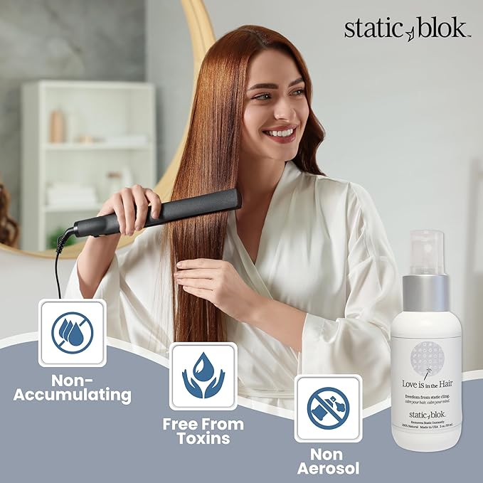 Anti-Static Spray for Hair - Instantly Eliminate Static Cling, Shocks, Flyaways- Long-Lasting All-Day Freshness - works on Natural and Synthetic Wigs - 2oz Travel Size