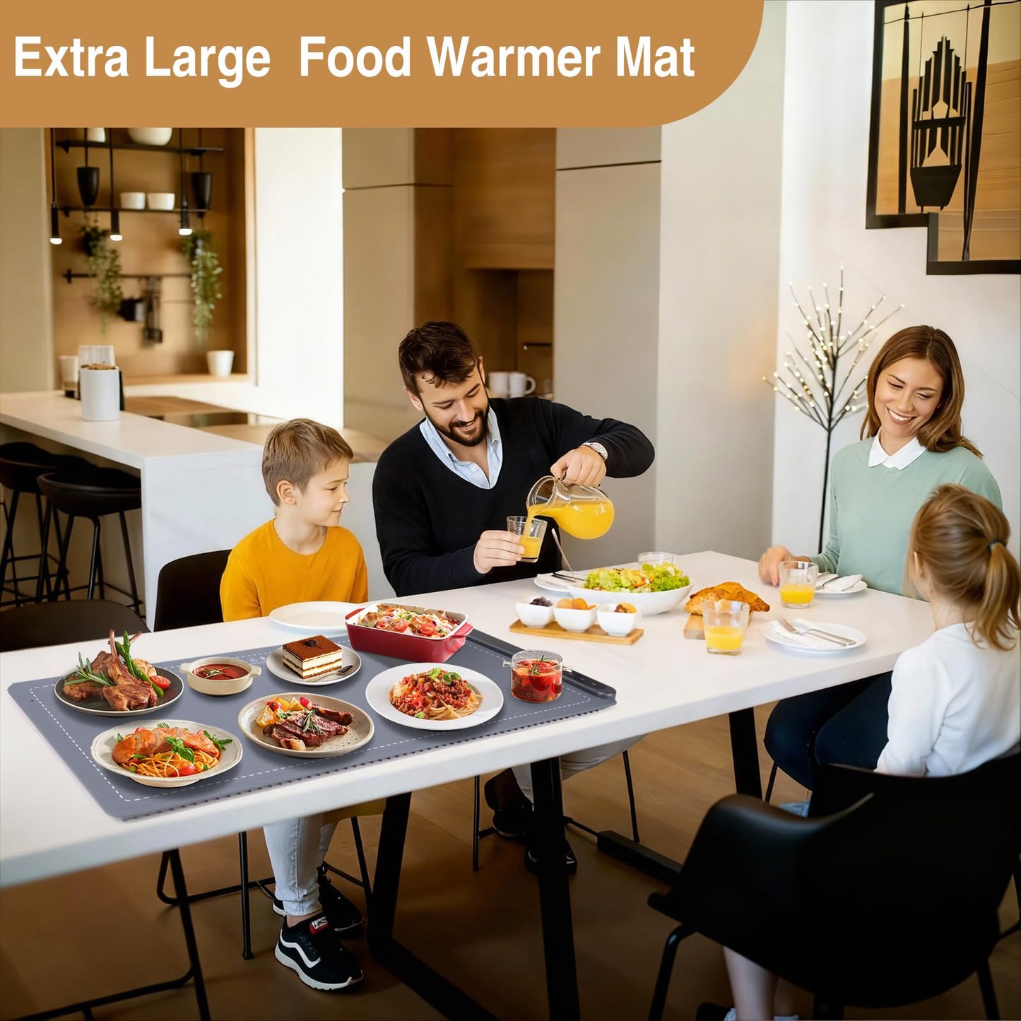 Warming Mat for Food, Food Warmer Mat Extra Large 36"x16" 580W, Portable Food Heating Pad, Warming Trays for Buffets Party, Countertop, Electric Silicone Warming Mat 6 Temp Settings 6H Timer