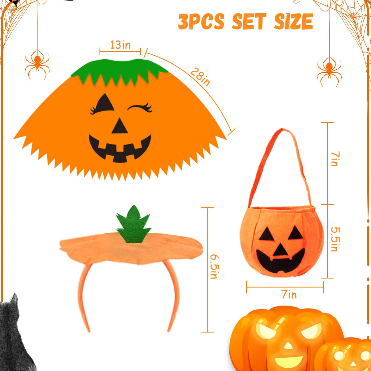 AOLIUP Halloween Pumpkin Costume for Women: Funny Adult Pumpkin Poncho Costumes for Halloween Cosplay Party Clothes with Headband Bag