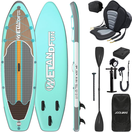 Inflatable Stand Up Paddle Board with Seat, 10'6" SUP 440LBS, Recreational Paddleboard for Adults Beginners, Blow Up Paddle Board with Fishing Design, Camera Mount, Cooler Bag & Full Accessories