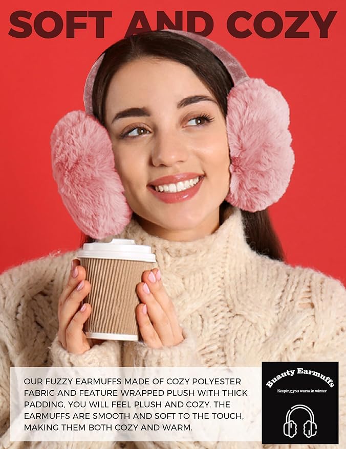Buauty Ear Muffs Winter Women Men Soft Earmuffs Cute Ear Covers Cold Weather Fluffy Ear Warmers Headband Winter Accessories