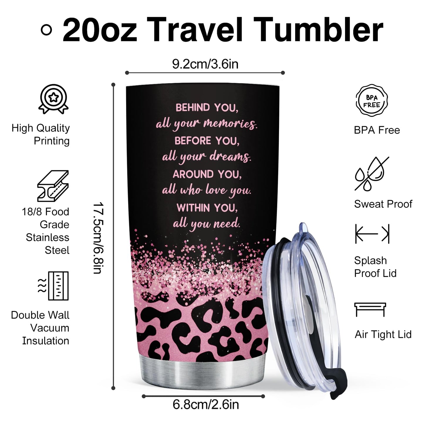 GoMelley 50th Birthday Gifts for Her, 50th Birthday Tumbler Gifts for Women, 50 Year Old Gift for Women Mom Friend Sister Wife, 50 and Fabulous Travel Mug, 20oz, Leopard