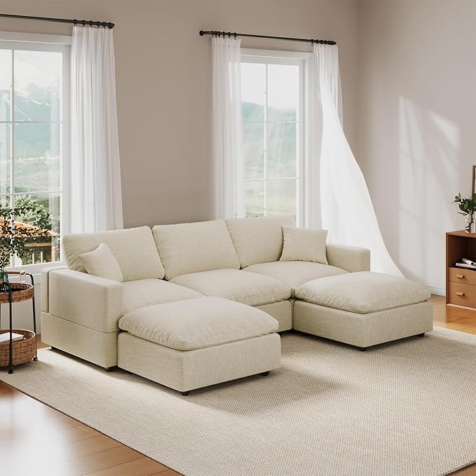 Modular Sectional Sofa Couch for Living Room, Convertible Upholstered Comfy Couches Deep Seat Sofa | Removable & Washable Cushion Covers, Filled with Down Cotton | Free Combination Sleeper Sofa Bed