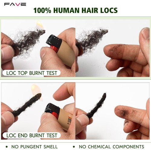 FAVE 10 Inch Human Hair Dreadlock Extensions,Handmade Loc Extensions Realistic locs Extension for Black Women (Width 0.6cm，Natural Black，30 Strands)