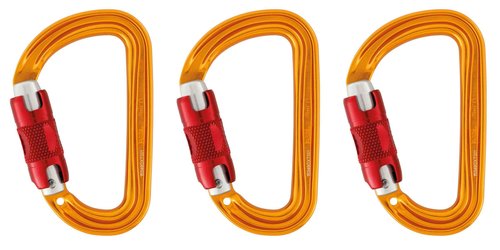 Petzl Sm'D Carabiner - Versatile, Lightweight, Compact, D-Shaped Locking Carabiner for Rock and Ice Climbing - Twist-Lock - 3-Pack