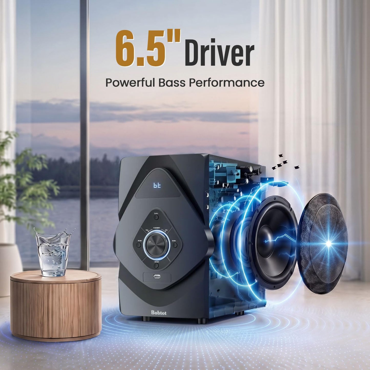 Bobtot Surround Sound Systems Wireless Rear Satellite Speakers - 800W 6.5inch Subwoofer 5.1 Surround Sound System for TV/2.1 Channel Home Theater Systems with ARC Optical Bluetooth Input