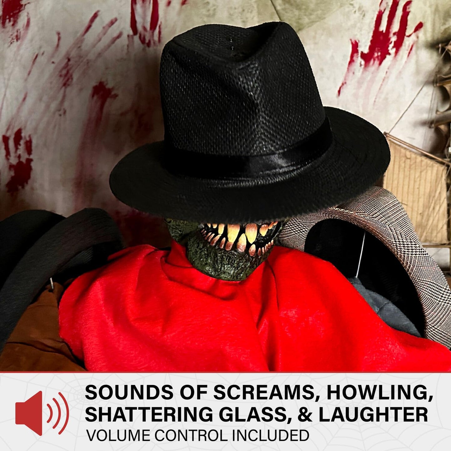 Haunted Hill Farm Life-Size Animatronic Coatrack Monster by Tekky Halloween Decoration with Motion-Activated Sounds