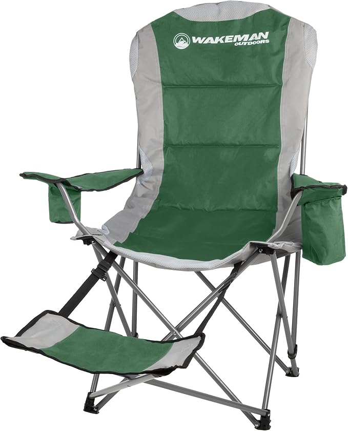 Camping Chair with Foot Rest - 300lb Capacity Beach Chair with Footrest, Cupholder, and Cooler Pouch - Portable Chair by W...