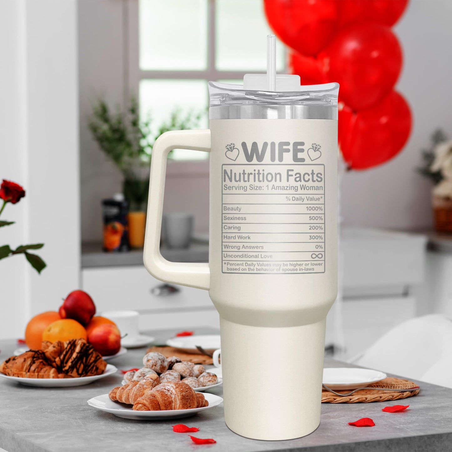 AXIARA Gifts For Wife - Wifey Insulated 40 oz Tumbler with Straw and Handle - Mothers Day Anniversary Christmas Birthday Gifts For Women Her Wife From Husband, Travel Coffee Tumbler