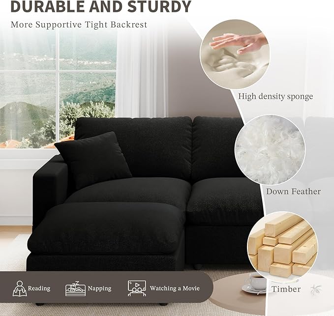 Modular Sectional Sofa Couch for Living Room, Convertible Upholstered Comfy Couches Deep Seat Sofa | Removable & Washable Cushion Covers, Filled with Down Cotton | Free Combination Sleeper Sofa Bed
