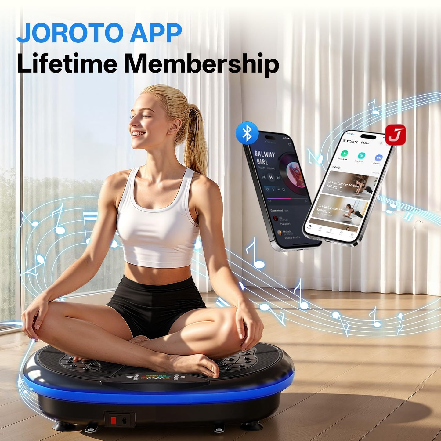 JOROTO 4D Vibration Plate Exercise Machine, 3-Motor App-Controlled High-Intensity Adjustable Speed Vibration Plate for Weight Loss & Lymphatic Drainage, Whole Body Shaker Workout Equipment for Women