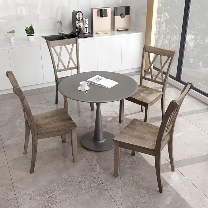 Giantex Set of 4 Dining Chairs, Rubber Wood Dining Room Side Chair w/Ergonomic Seat, Armless Chair for Home Kitchen, Dining Room, Brown