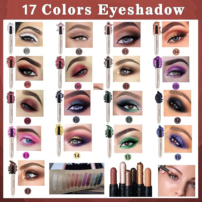Eyeshadow Stick Nude Rose Gold Makeup, Shimmer Cream Eyeshadow Pencil Crayon, High Pigment Waterproof Long Lasting Eye Shadow Pen, Women Multi-Dimensional Eye Highlighter Stick(Warm Gold #03)