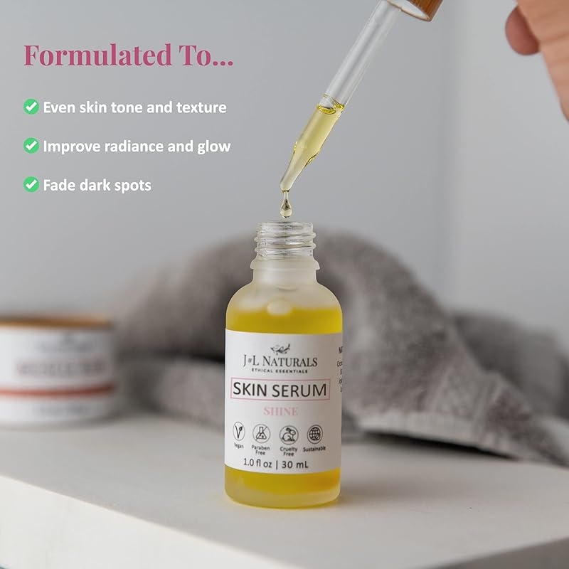 J&L Naturals | Face & Body Oil for Oily, Sensitive, Dry, Combination, Mature, & Dull Skin Types | With Jojoba Oil, Grapeseed Oil, Sunflower Oil, & More (1 Fl Oz (Pack of 5), Shine (normal, dull))