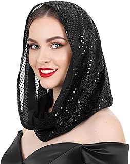 Sequin Unisex Rave Hood, Sparkly Bandana Head Scarf, Festival Outfit & Costume Accessory for Mardi Gras, Halloween & Conce...