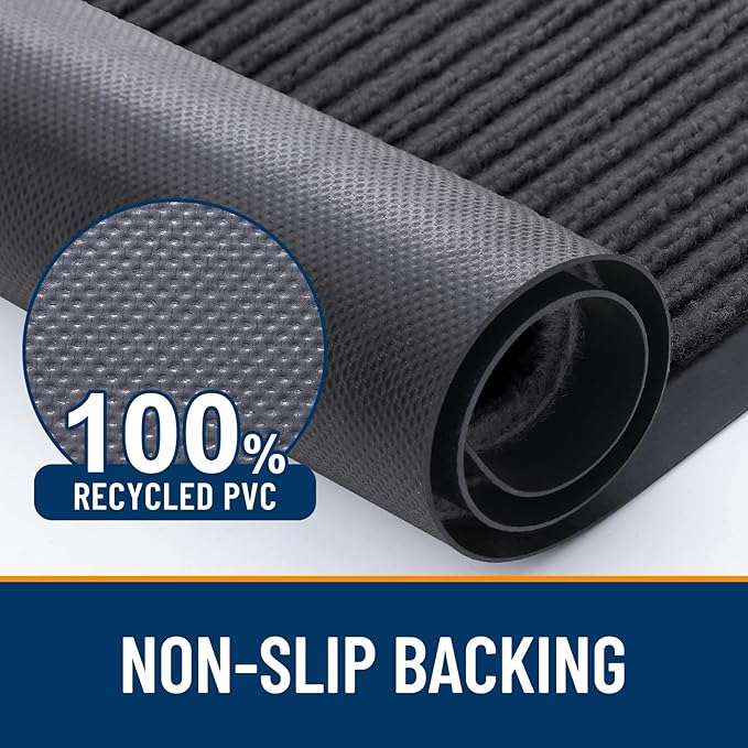 OLANLY Front Door Mat Indoor Outdoor Entrance, Waterproof Heavy Duty Doormat, Fade Resistant, Low Profile, Easy Clean Patio Porch Welcome Floor Mats for Entry, 35x23, Charcoal Grey