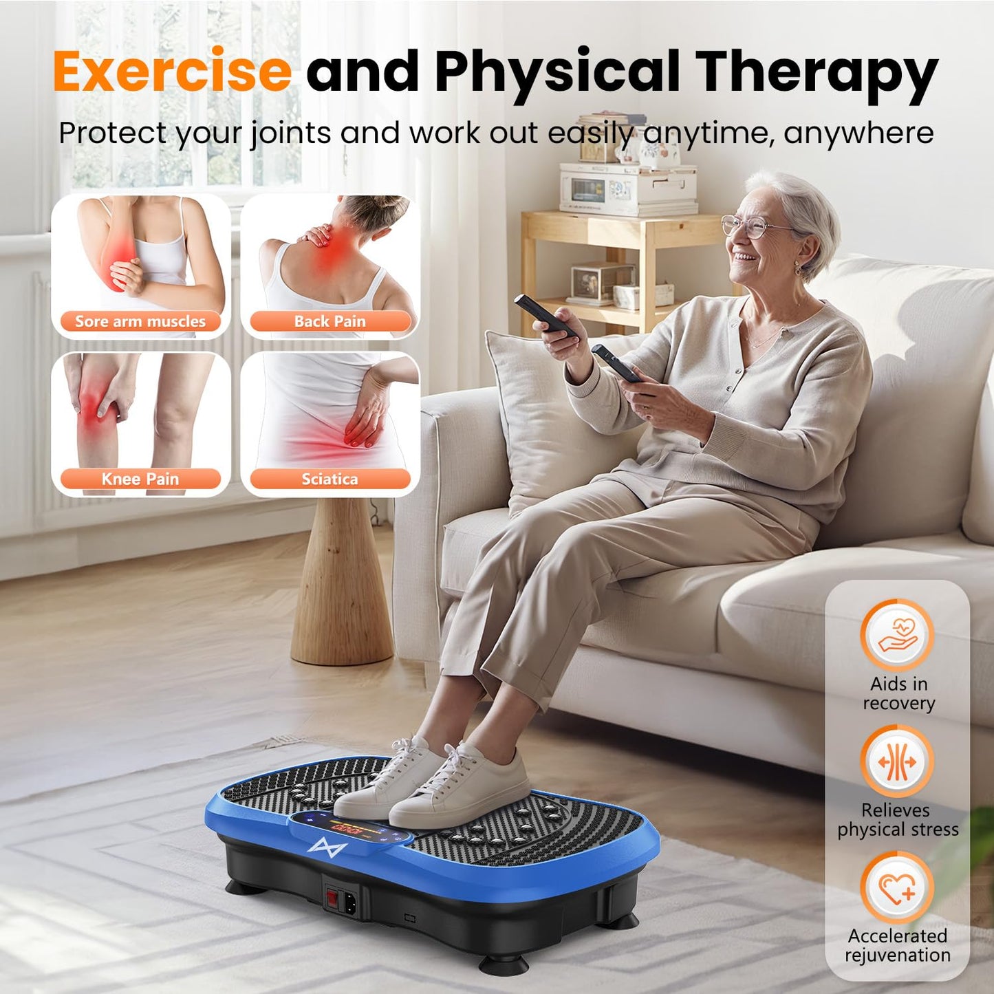 AXV Vibration Plate Fitness Platform Exercise Machine Vibrating Shaking Full Body Shaker Workout Vibrate Stand Shake Board Sport for Weight Loss Fat Burner for Gym Home Office