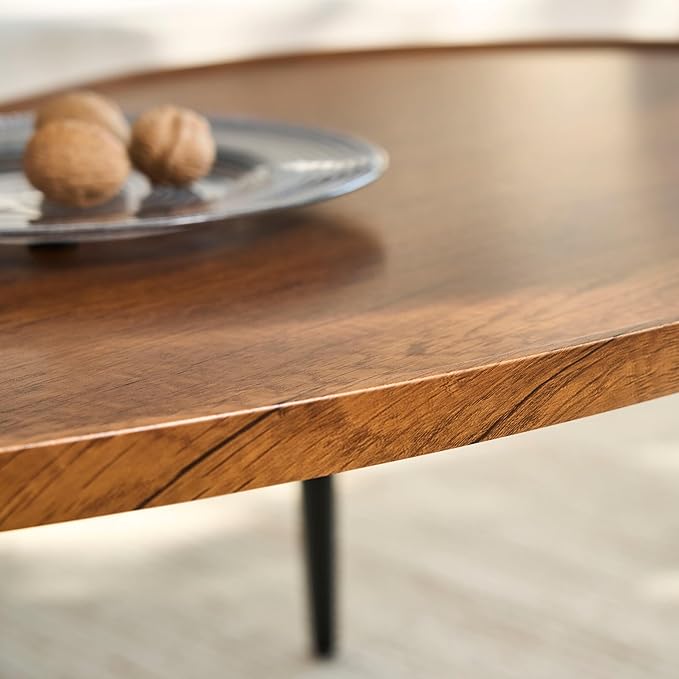 Saint Mossi Modern Coffee Table for Living Room, Mid-Century Mango Shaped Wood Coffee Table, Center Table for Small Space, D47xW23.6xH15, Espresso