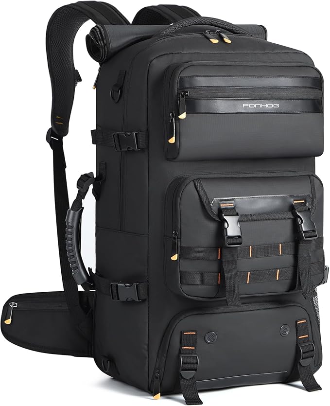 Ponhog Travel Backpack for Men, 50L Carry On Flight Approved Convertible Duffle Bag with Shoe Compartment, 17 inch Laptop ...