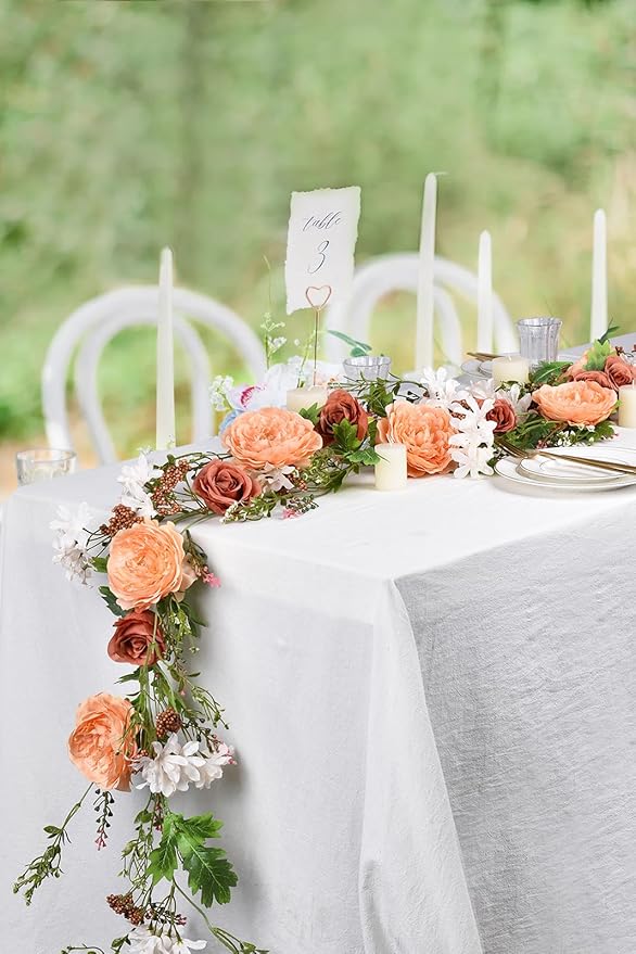 DearHouse 2Pcs Artificial Peony Flower Garland - 6ft/Strand Silk Peony Flower Greenery for Wedding Ceremony Backdrop Party Table Centerpieces Decor