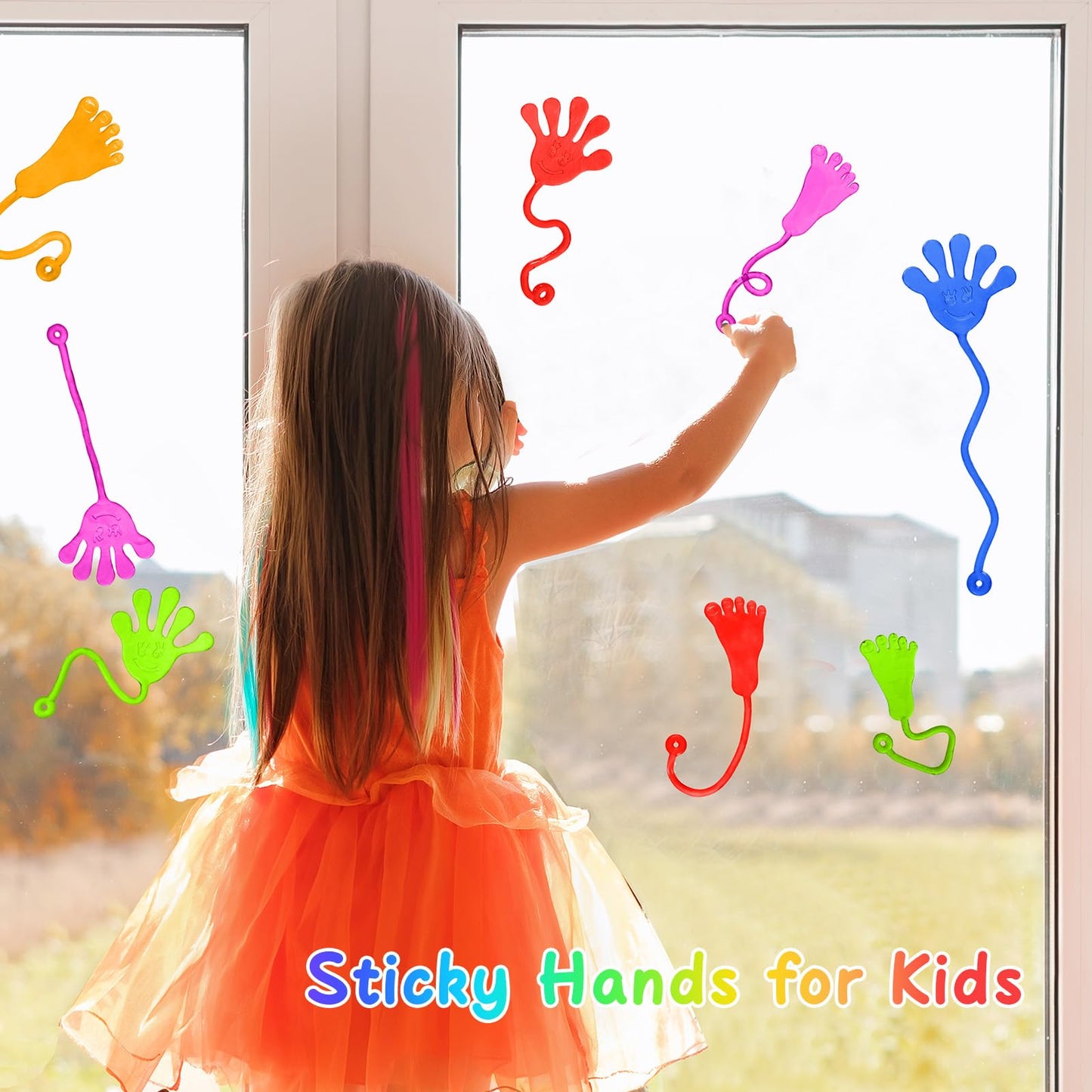 Sticky Hands Bulk 30 PCS Party Favors for Kids 4-8,8-12 Year Stretchy Sticky Hand Feet Goodie Bags Stuffers for Kids Mini Classroom Prizes Student Gifts Teacher Birthday Halloween Trinkets Slap Hand