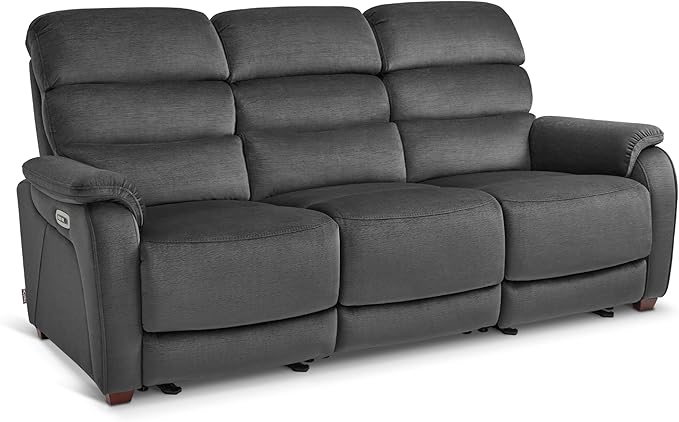 MCombo 87.2'' Wall Hugger Power Recliner Sofa with Drop Down Table, Reclining Sofa with Adjustable Headrest, USB Charge Ports, Reading Lamp, for Living Room, RVs, Fabric, ST258M3 (3-Seater, Dark Grey)
